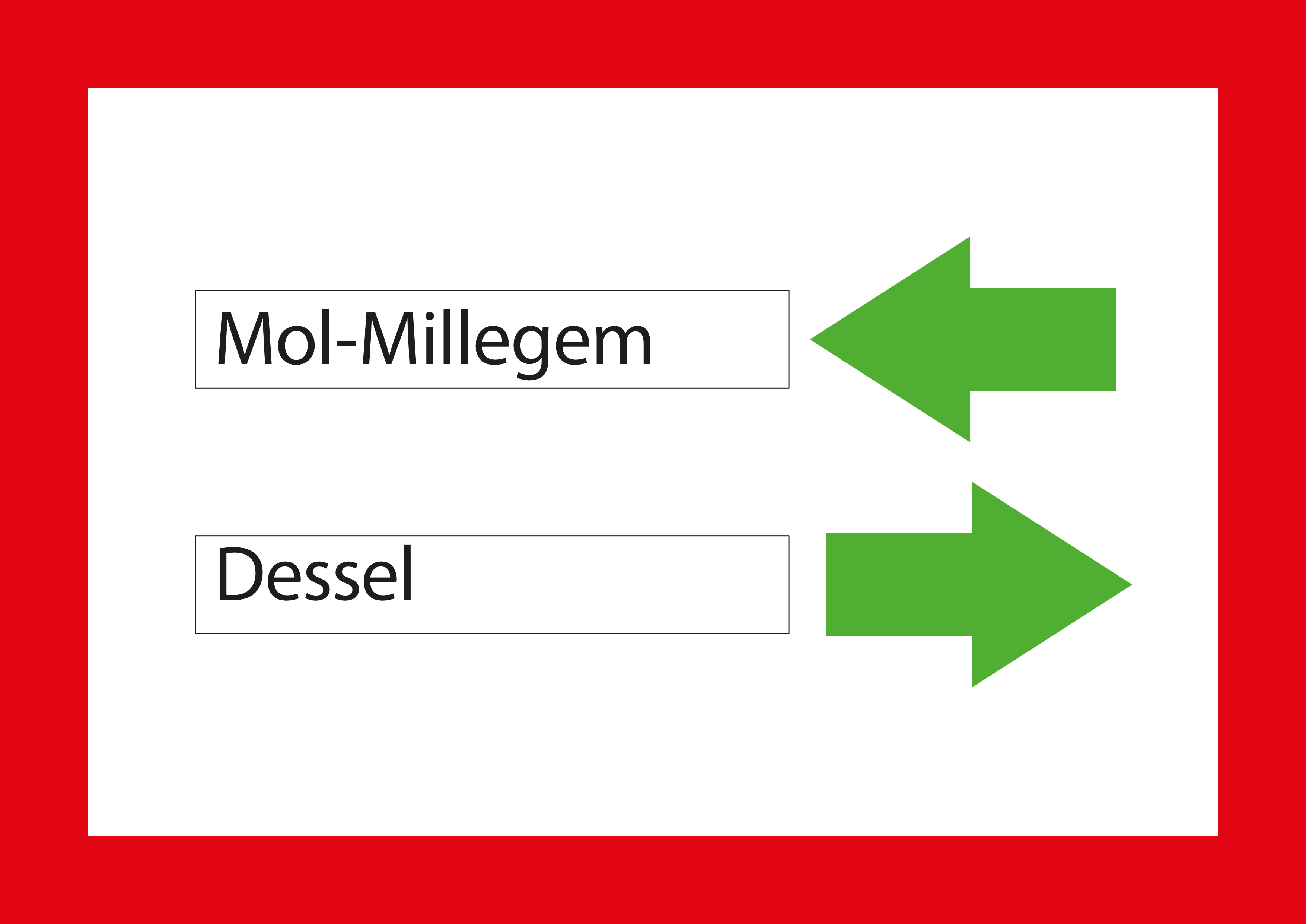 Splitsingsbord op de route