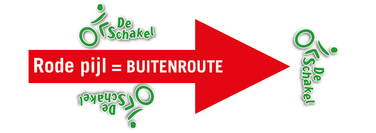 Rode pijl voor de buitenroute